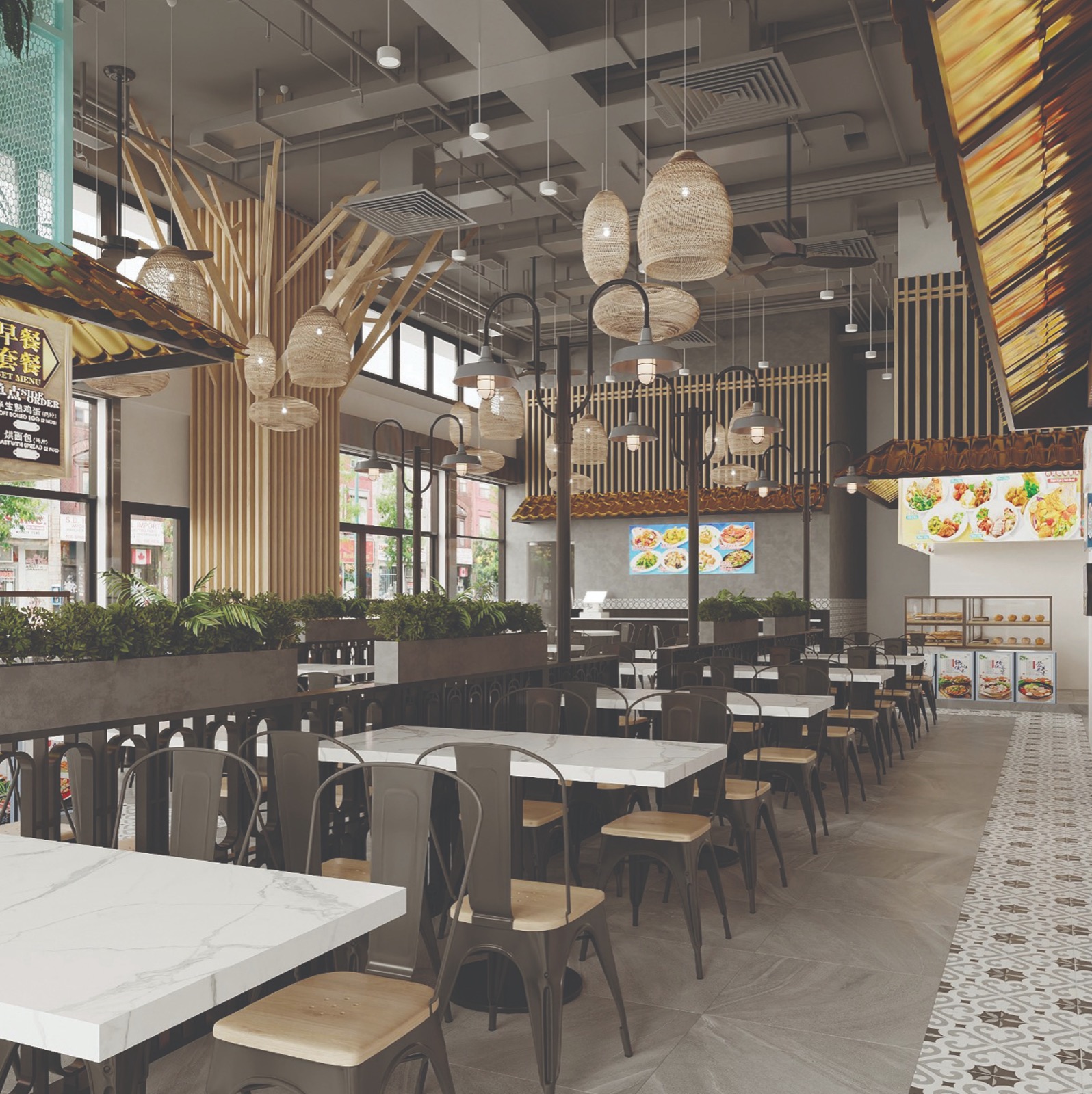 Main Dining Hall & Rattan Pendants