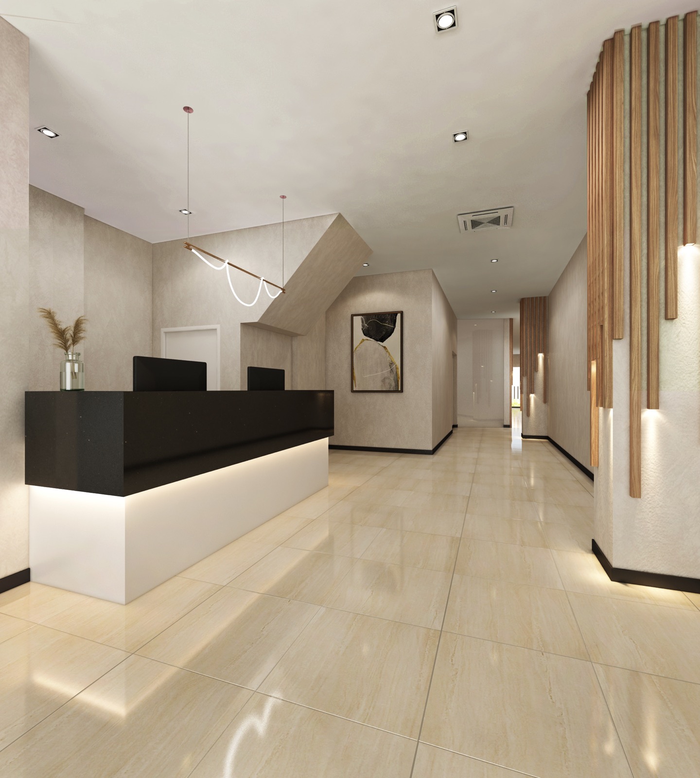 Corridor Detail — Black Trim Lines