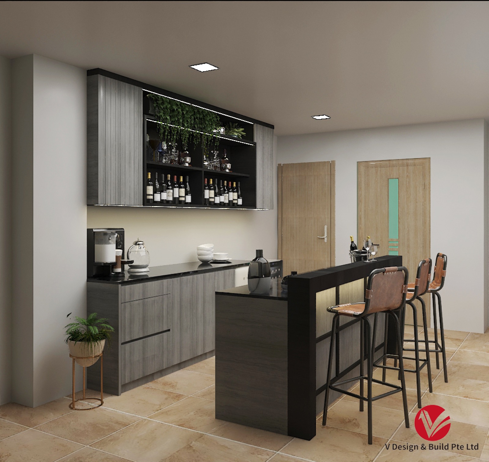 Wine Chiller & Glassware Display